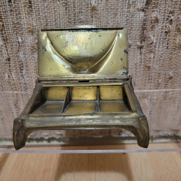 Antique Art Nouveau Postage Stamp Box Brass - Picture 3 of 5